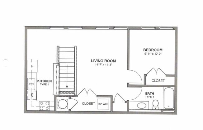 1 bed, 1 bath, 587 sqft, $995, Unit 205