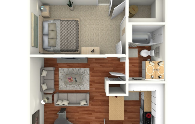 1 bed, 1 bath, 451 sqft, $2,514