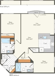 2 beds, 2 baths, 1,031 sqft, $2,546