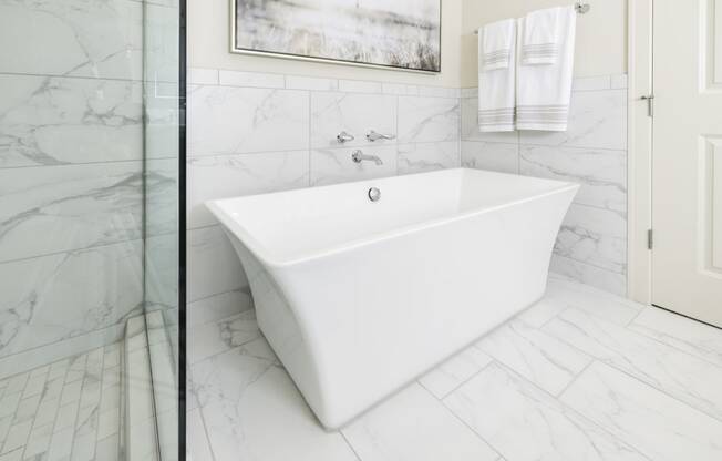 a bathtub in a bathroom