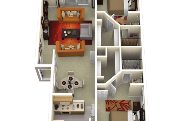 2 beds, 2 baths, 1,034 sqft, $1,341