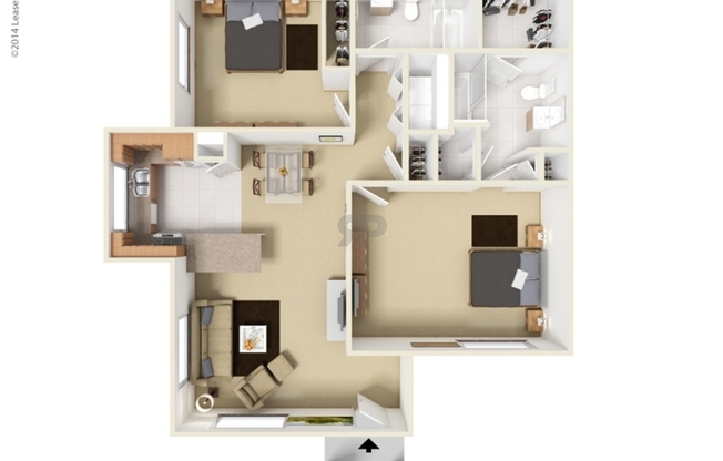 2 beds, 2 baths, 1,028 sqft, $1,318