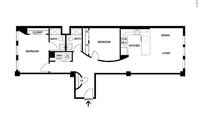 2 beds, 2 baths, 1,044 sqft, $1,750