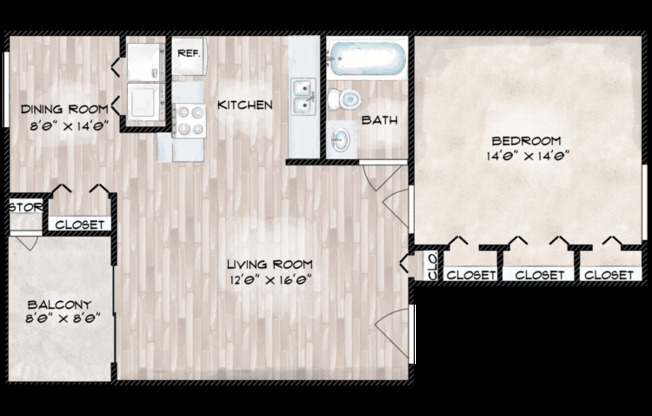 1 bed, 1 bath, 989 sqft, $1,185