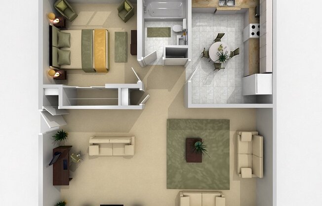 1 bed, 1 bath, 670 sqft, $1,043