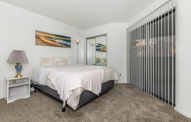 bedroom with sliding glass doors