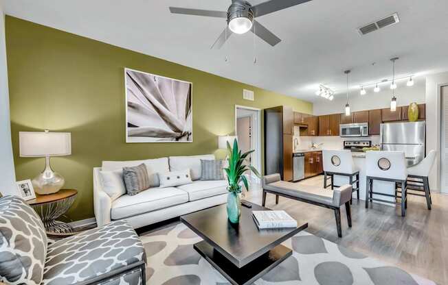 Pendant lightning in living room and kitchen at Pearce at Pavilion Luxury Apartments, Riverview, FL, Florida, 33578