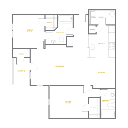 2 beds, 2 baths, 1,076 sqft, $1,465