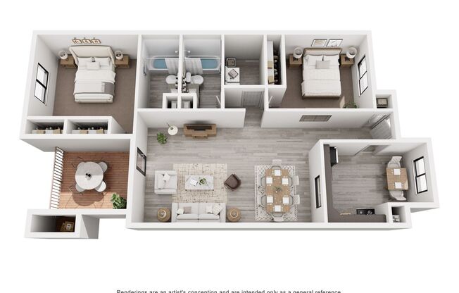 2 beds, 2 baths, 1,081 sqft, $1,450, Unit 107