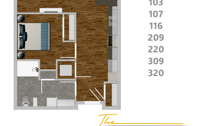Studio, 1 bath, 595 sqft, $1,335, Unit 323