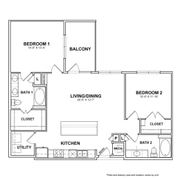 2 beds, 2 baths, 1,188 sqft, $2,735