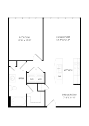 1 bed, 1 bath, 698 sqft, $1,220