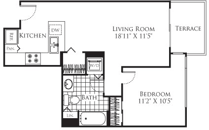 1 bed, 1 bath, 644 sqft, $2,242