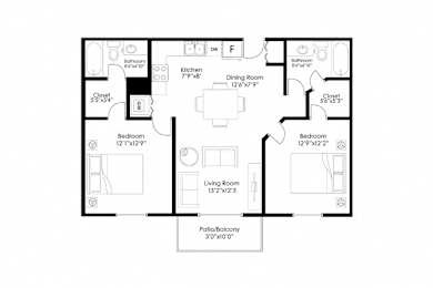 2 beds, 2 baths, 960 sqft, $1,300