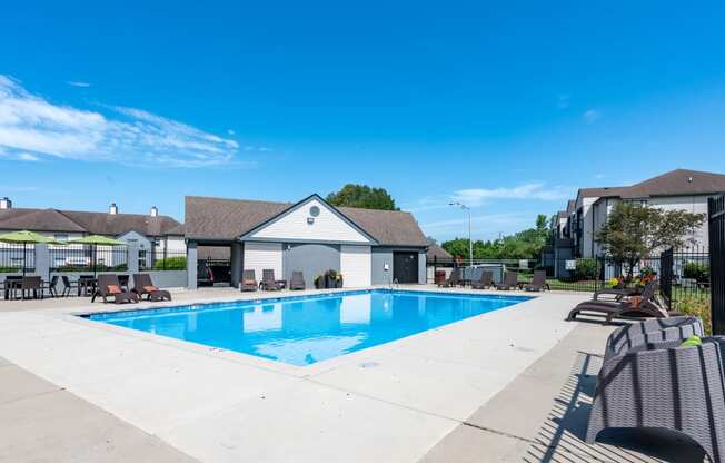 the swimming pool at the falls at rolland park apartments