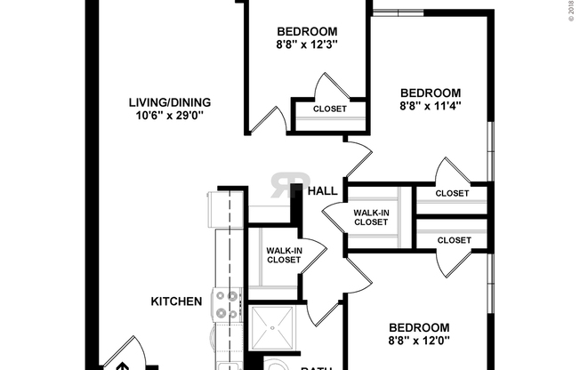 3 beds, 1 bath, 944 sqft, $3,265