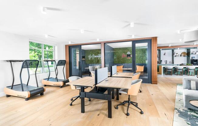 Work your way—from walking treadmills to private pods, our coworking lounge is designed for the way you live and work today.