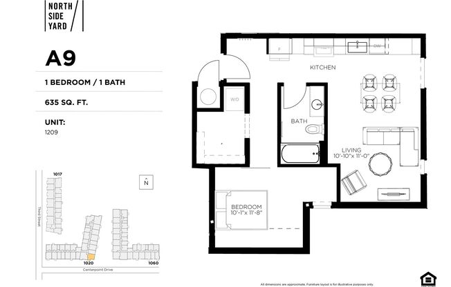 1 bed, 1 bath, 635 sqft, $1,325, Unit 1309