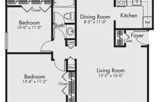 2 beds, 1 bath, 988 sqft, $1,380