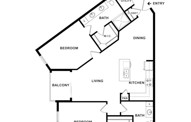 2 beds, 2 baths, 1,144 sqft, $2,030