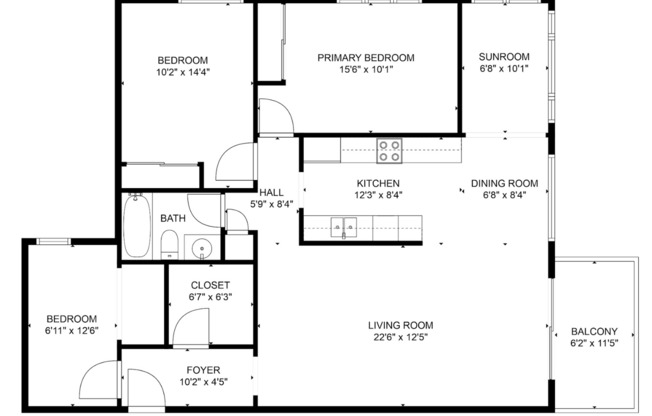 2 beds, 1 bath, 1,070 sqft, $1,670, Unit 1955-120