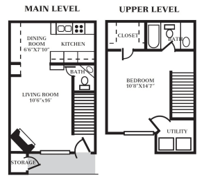 1 bed, 1.5 baths, 722 sqft, $940