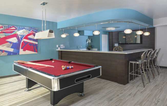 game lounge with pool table | District West Gables Apartments in West Miami, Florida
