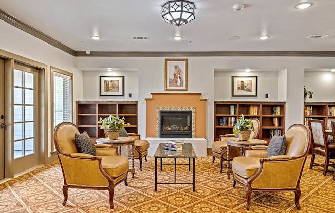 Fireplace Sitting at Mariposa at Harris Road Arlington 55+ Apartments, Arlington