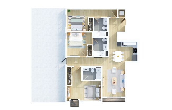3 beds, 3 baths, 1,310 sqft, $5,095, Unit 507