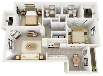 2 beds, 2 baths, 886 sqft, $1,629