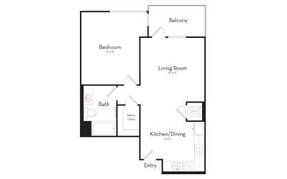 1 bed, 1 bath, 753 sqft, $2,975