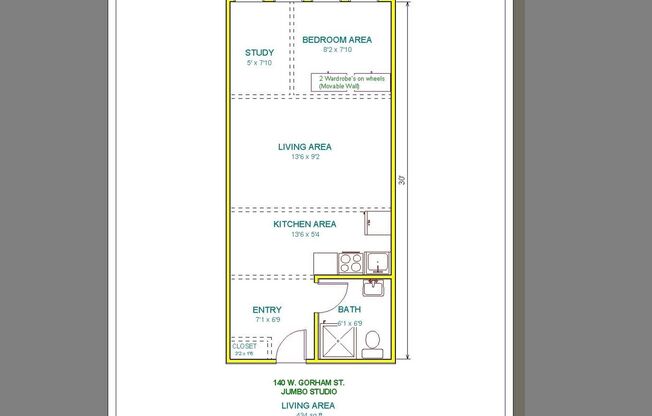 1 bed, 1 bath, 400 sqft, $1,130, Unit 301