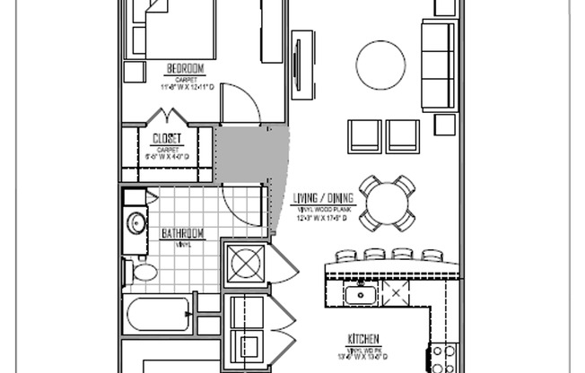 1 bed, 1 bath, 784 sqft, $1,570, Unit 306