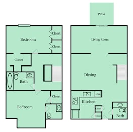 2 beds, 2.5 baths, 1,368 sqft, $1,410