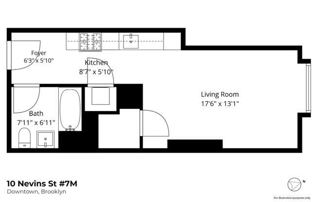 Studio, 1 bath, 467 sqft, $3,450, Unit 7M