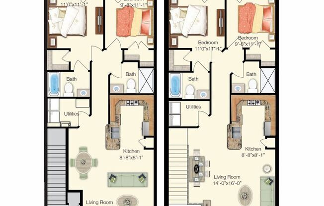 2 beds, 2 baths, 998 sqft, $1,710
