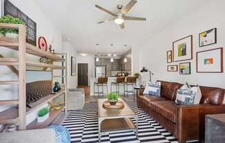 A bright, large, and spacious living room
