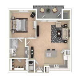 1 bed, 1 bath, 877 sqft, $1,388