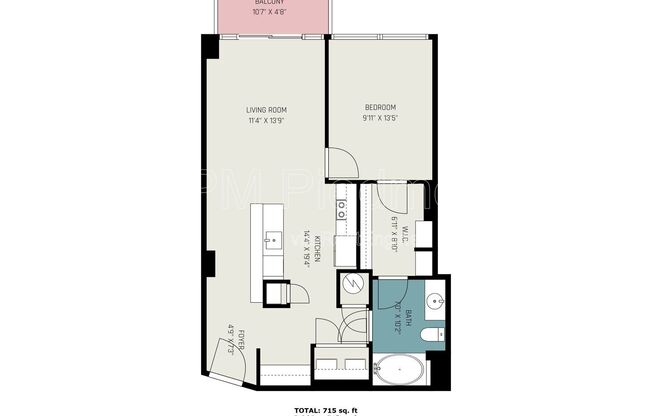 1 bed, 1 bath, 779 sqft, $2,200, Unit Apt 2003