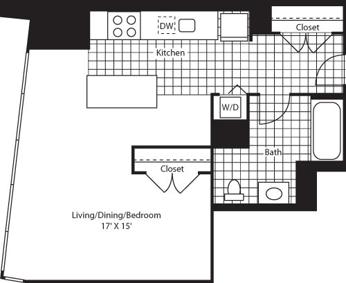 Studio, 1 bath, 627 sqft, $3,091