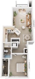 1 bed, 1 bath, 723 sqft, $1,288