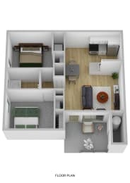 2 beds, 1 bath, 766 sqft, $1,545