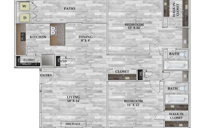 2 beds, 2 baths, 1,033 sqft, $900, Unit 1708