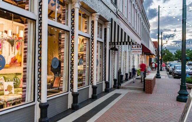 Historic Downtown McKinney storefronts and local boutiques create a nearby destination for shopping, dining, and evenings out around Modera Ridgeline.