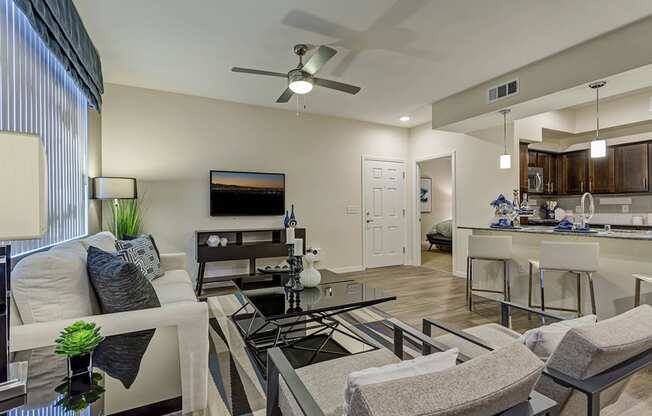Dining table chair and living room area at The View at Horizon Ridge, Henderson, NV, 89012