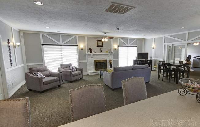 Ample Sitting Space In Clubhouse at Lake Camelot Apartments, Indiana, 46268