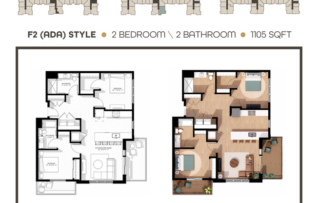 2 beds, 2 baths, 1,105 sqft, $2,770, Unit 201