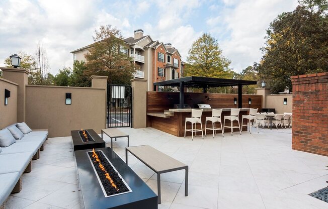 Outdoor seating next to firepit