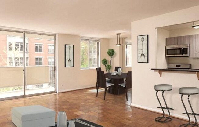 living room layout of an apartment in Washington D.C.