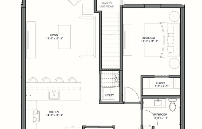 1 bed, 1 bath, 828 sqft, $1,725, Unit 2E105